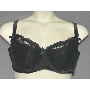 Cacique Sexy Support Bra 44D Black Lightly Lined  Underwired
